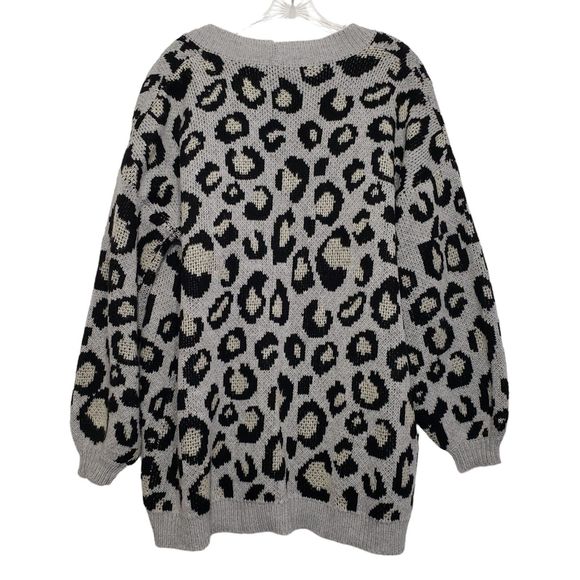 Fantastic Fawn Animal Print Cardigan Sweater, Grey and Black, Size Small - Picture 2 of 8